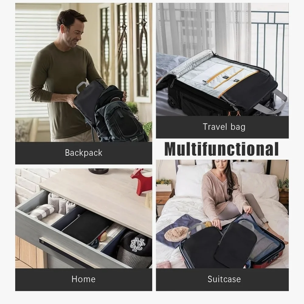 Packing Cubes Travel Accessories Packing Organizers Compression Bags Black